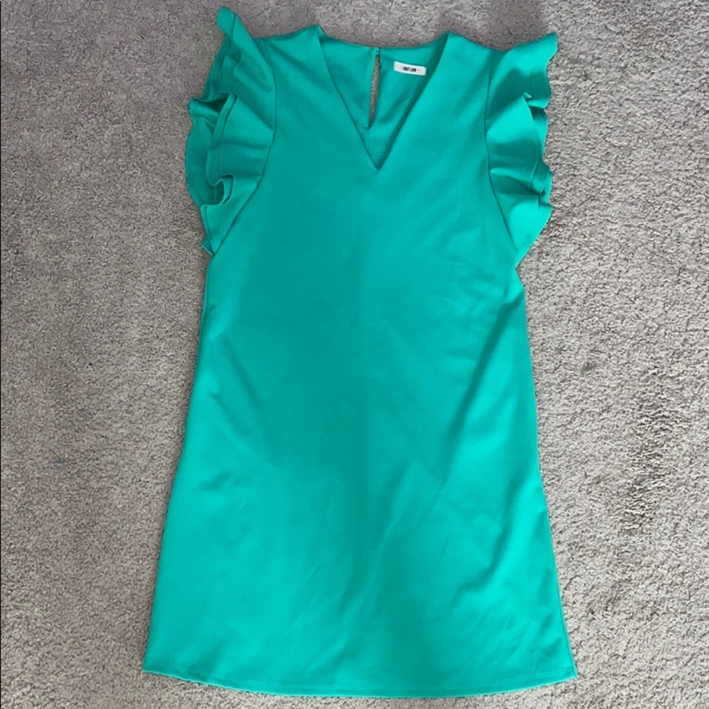 Kelly Green Midi Dress with Ruffle Sleeves